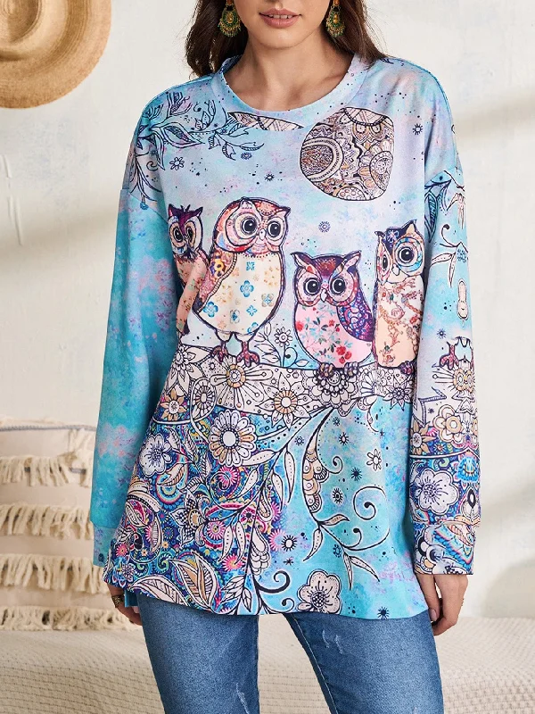 Casual Animal Long Sleeve Round Neck Long Women Sweatshirt Athletic Women's High - 