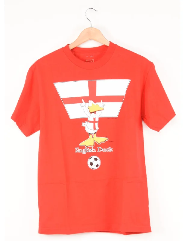 Red English Duck Printed T-shirt - M British Gentlewoman Style