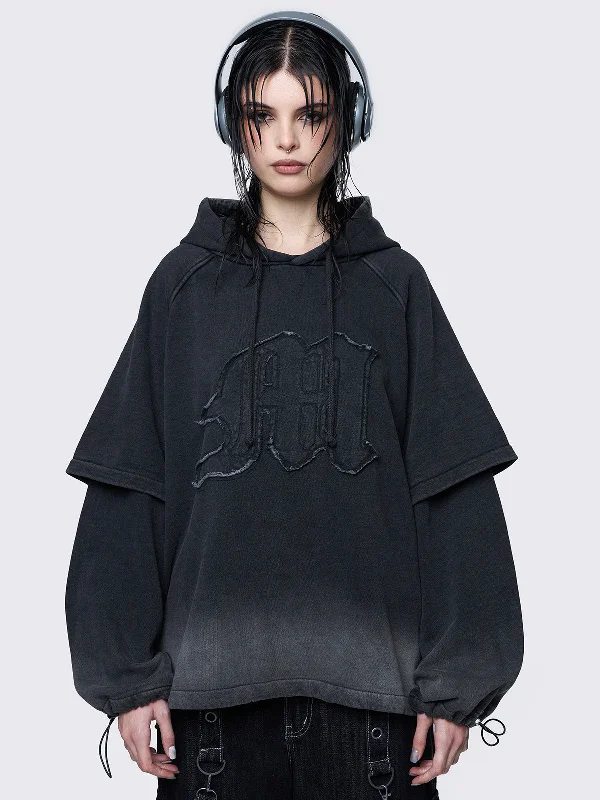 Rae Wash Layered Hoodie Dapper Women's Bow - adorned