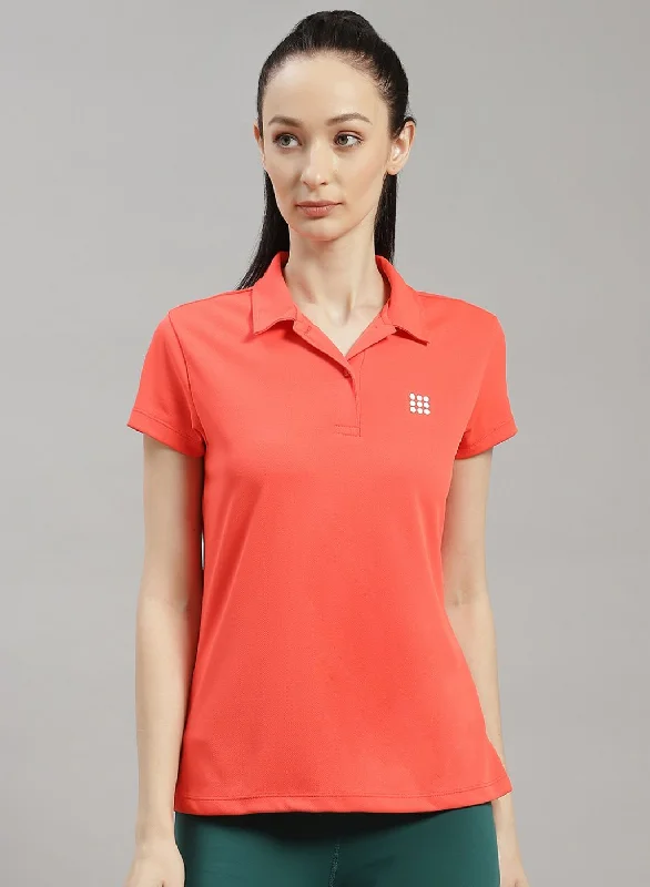 Women Orange Solid T-Shirt Sharp Women's Italian