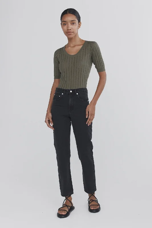 Straight Leg Jean - Black Geometric