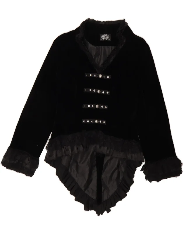 VINTAGE Womens Velour Blazer Jacket UK 18 XL Black Polyester Dynamic Women's High - energy VINTAGE Womens Velour Blazer Jacket UK 18 XL Black Polyester Dynamic Women's High - energy