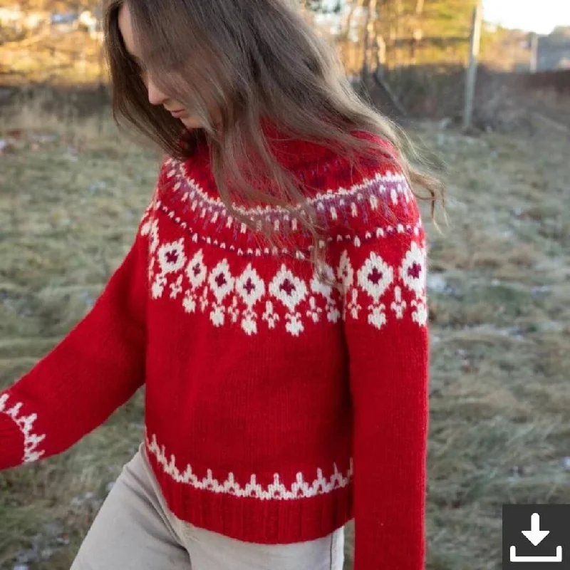 Weihnachtlicher Damen Pullover Strickanleitung - Sandnes Garn (PDF)