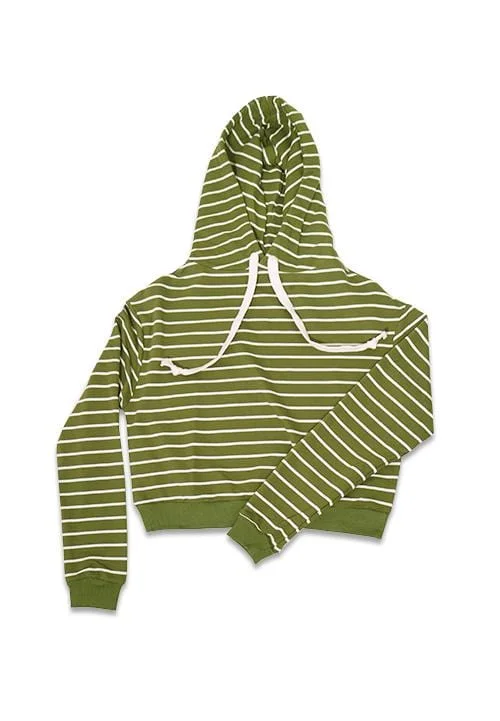 LMP021 pbch crop hoodie hijau army putih belang stripe Tough Women's Military - inspired LMP021 pbch crop hoodie hijau army putih belang stripe Tough Women's Military - inspired