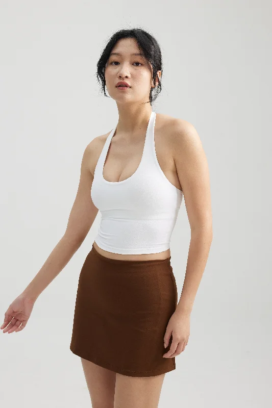 Halter Longline Bra in Yoghurt Country