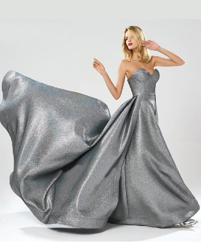 Larissa Formal Gown - Metallic Silver Street
