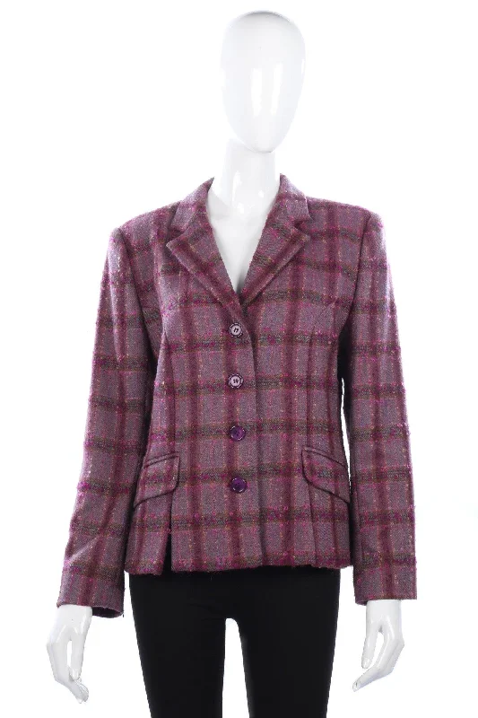Overider Jacket Purple Check wool Mix UK Size 16 Australian Beach