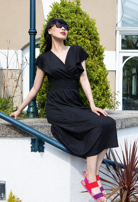 Crinkle Smocking Waistband Dress Women