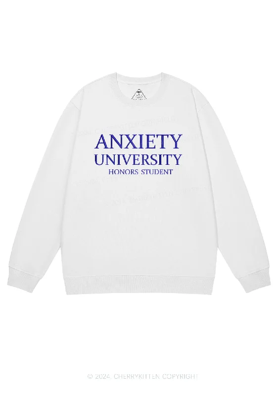 Embroidered Anxiety University Y2K Sweatshirt Cherrykitten