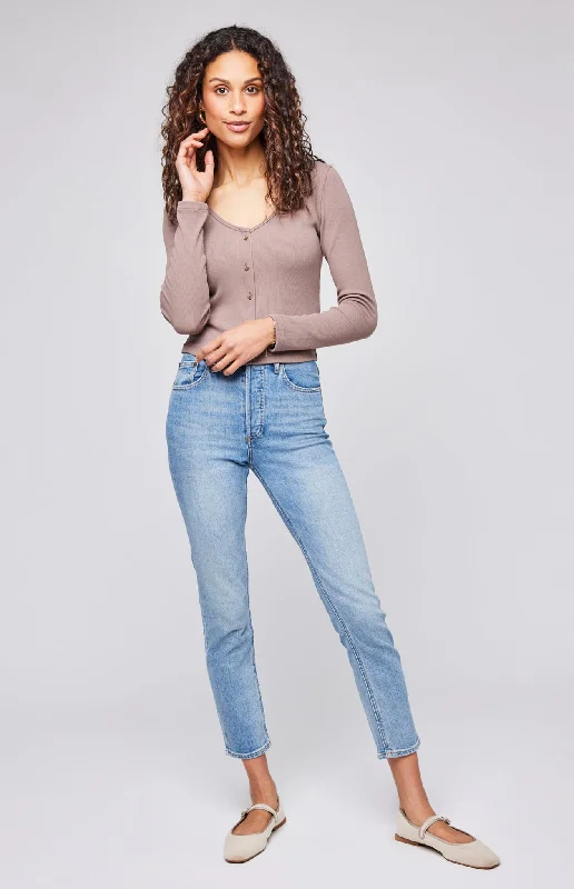 Zahara Ribbed V-Neck Top Business