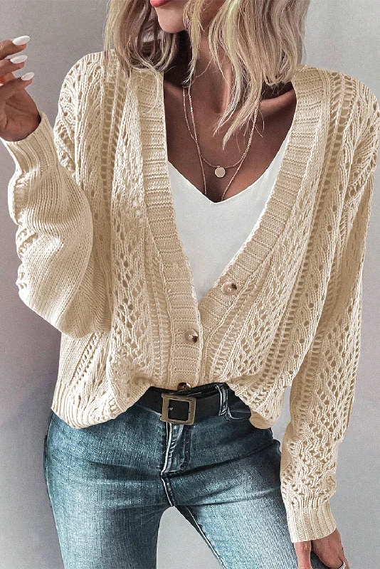 KaleaBoutique Open Knit Drop Shoulder Sweater Cardigan