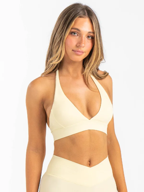 NKD Halter Sports Bra - Lemon Drop Refined Women's Velvet