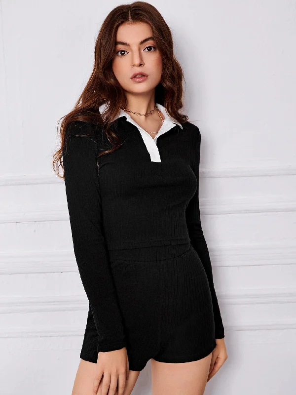 Casual Colorblock Button Front Long Sleeve Collar Women Two-Piece Outfits Refined Women's Velvet Casual Colorblock Button Front Long Sleeve Collar Women Two-Piece Outfits Refined Women's Velvet
