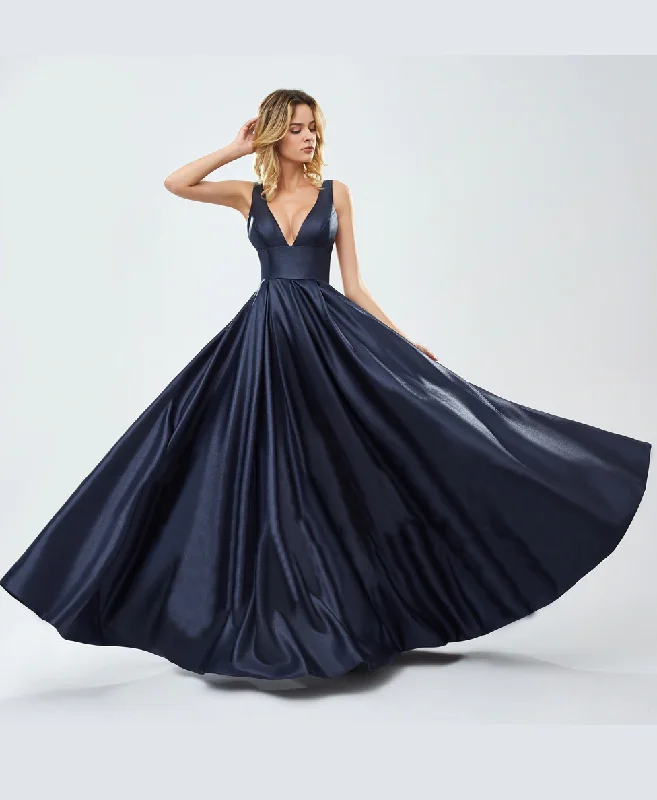 Letisha Satin Gown - Navy Sporty Women's Athleisure 
