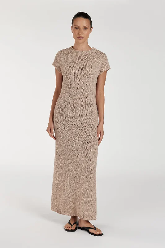 LEO TAN KNIT MIDI DRESS Casual Women's Japanese 