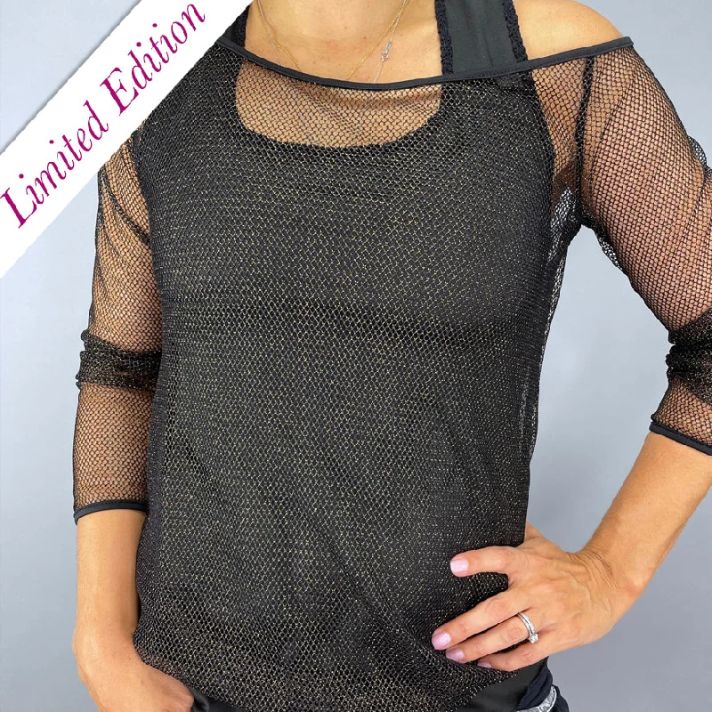 Limited Edition Fishnet Pullover (black/gold) Sleek Women's 