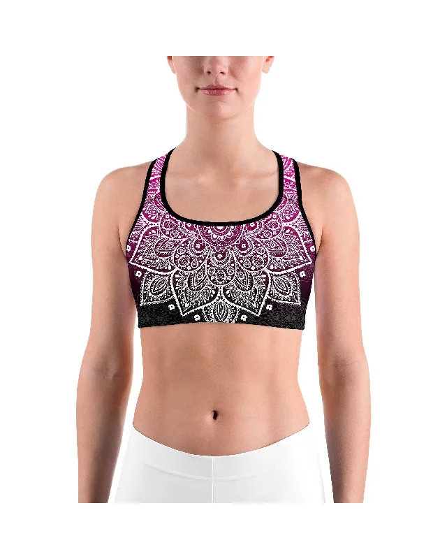 Pink to Black Mandala Sports bra Streetwear Style for 