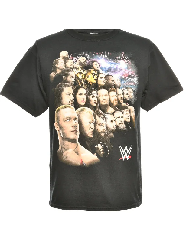 Black WWE Printed T-shirt - L Casual Women's Japanese 