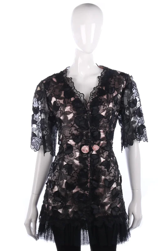 Madame De Ferry black and pink cutout evening jacket purpose