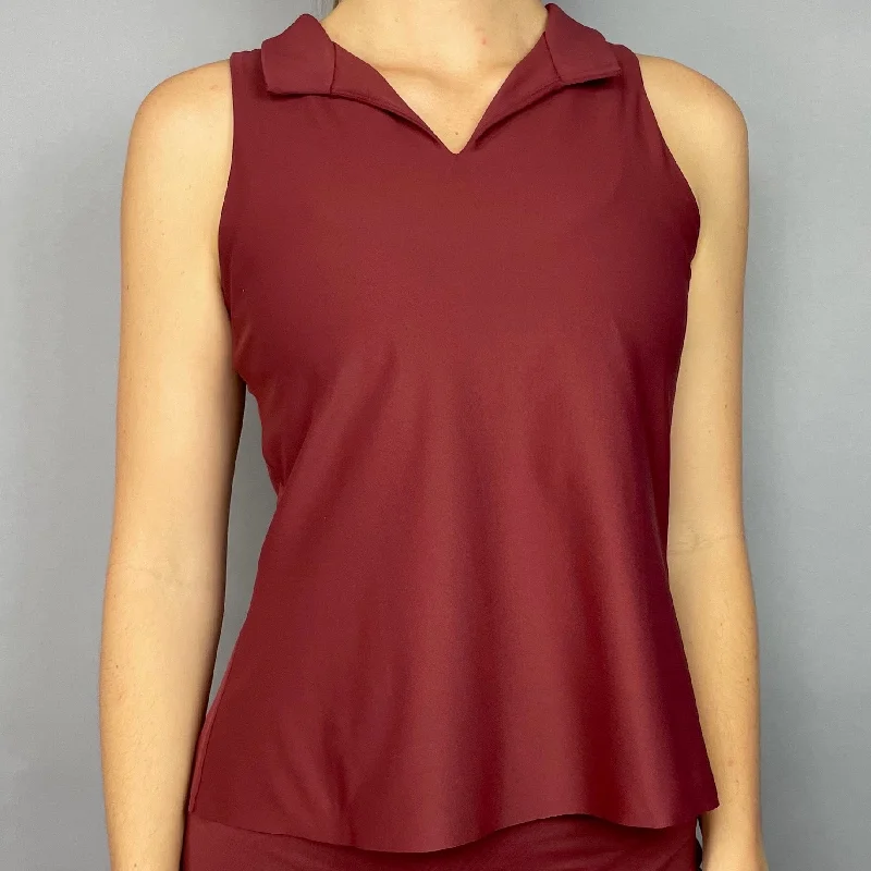 Rust Sleeveless Collar Top (rust)