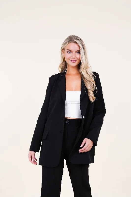 Oversized blazer zwart met lange mouwen - Ariane