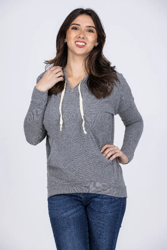 Mine Please Women's Long Sleeve Hoodie Top Elegant Women's 