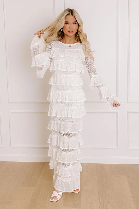 Sweet Whispers Lace Tiered Maxi Dress