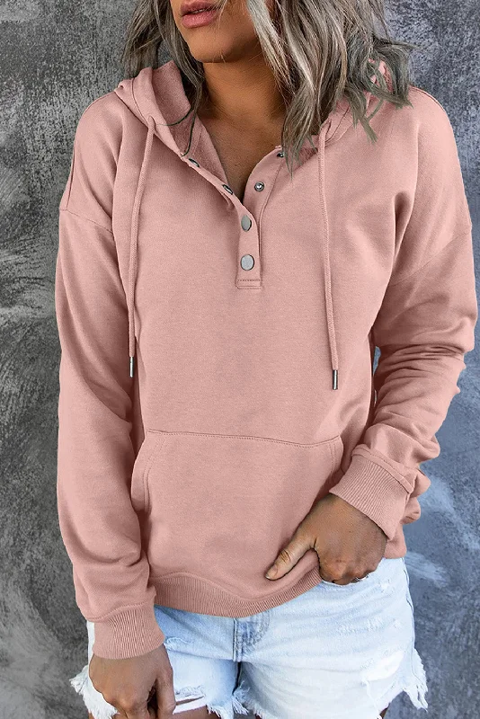 Dropped Shoulder Long Sleeve Hoodie with Pocket Women