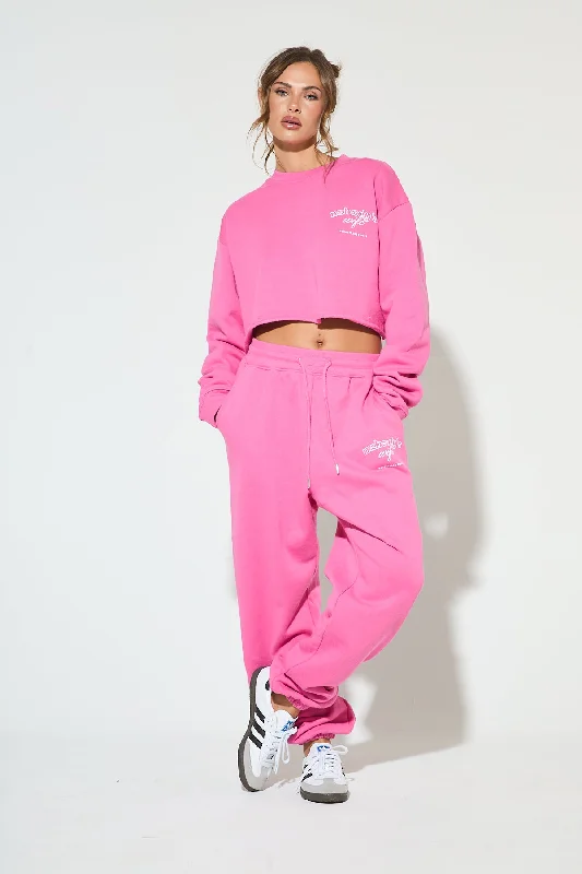NOBODY'S WIFE Pink Cropped Tracksuit Refined Women's Velvet