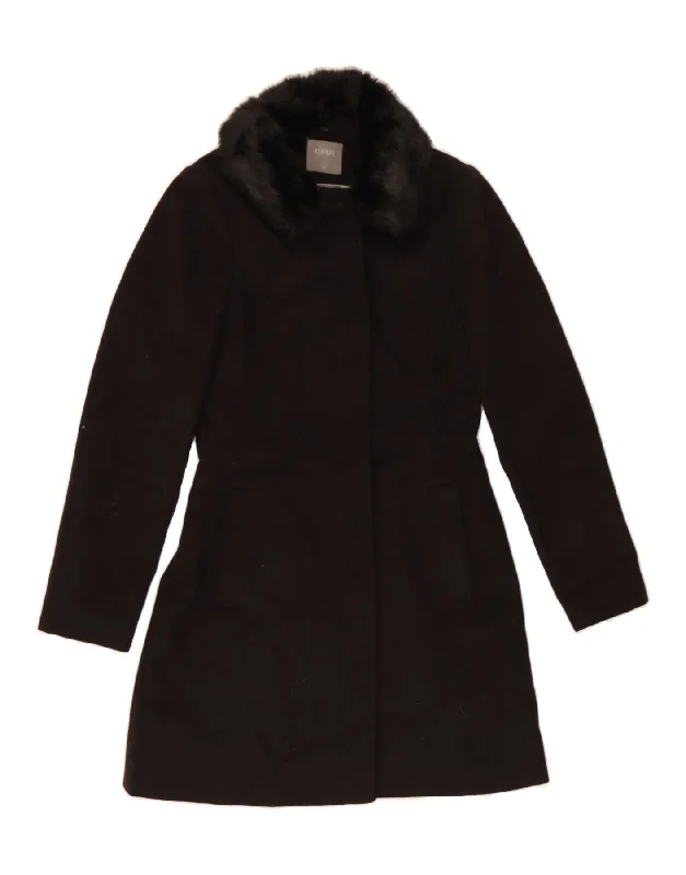OASIS Womens Overcoat UK 6 XS Black Polyester Monochromatic Office Style