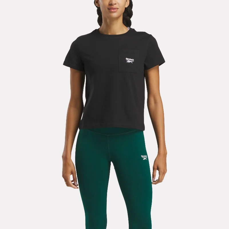 Reebok Identity Classics T-Shirt Black Athletic Women's 