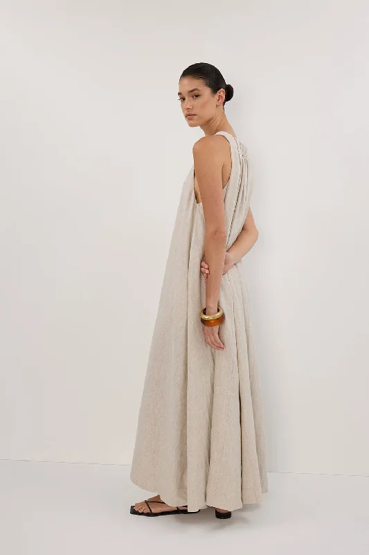 ISABELLE NATURAL LINEN MIDI DRESS Dapper Women's 1920S