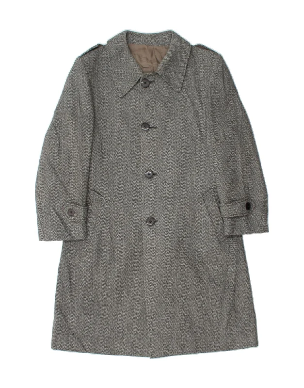 LIVERANI Womens Overcoat UK 12 Medium Grey Herringbone Athletic Women's High - 