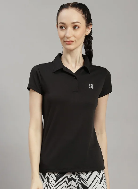 Women Black Solid T-Shirt Cozy Women's Sherpa - lined
