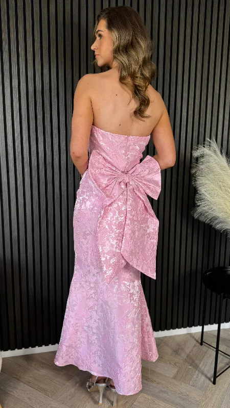 Georgie Rose Pink Bandeau Midi Dress British Gentlewoman Style
