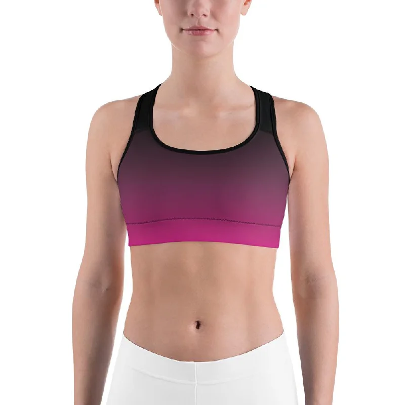 Ombre Black to Pink Sports Bra