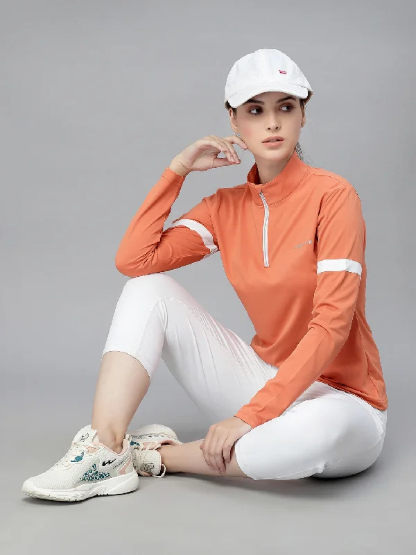 JUMP USA Women Coral Solid Rapid-Dry Training T-shirt Edgy Women's Punk