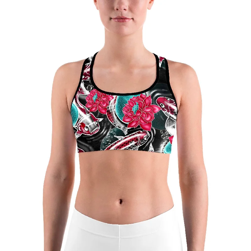 Colorful Koi Fish Sports bra Vintage Women's 1970S 