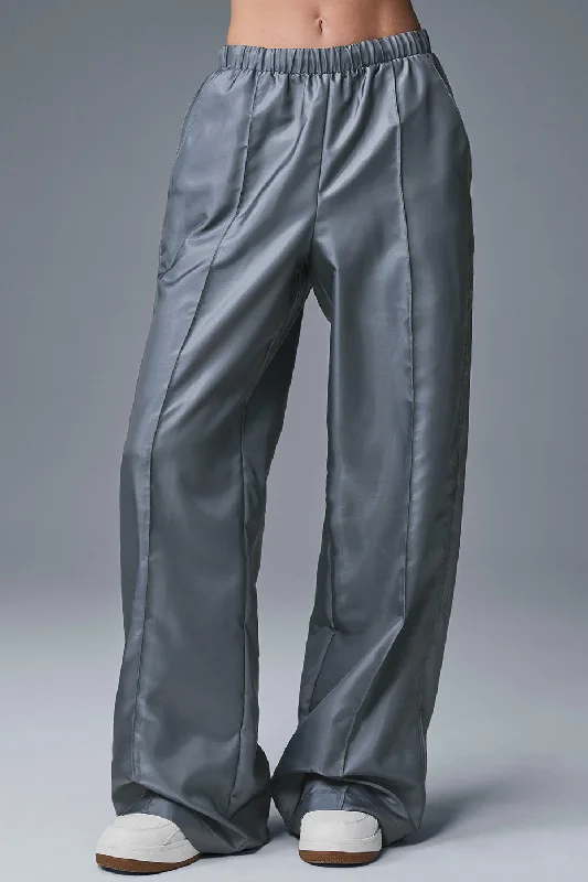 Afterglow Wide Leg Track Pant - Steel Grey