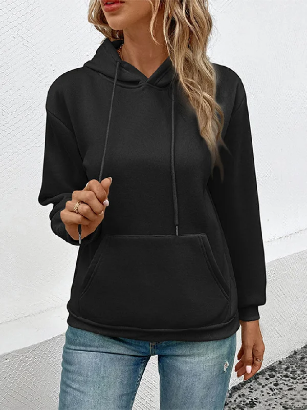 Long Sleeve Front Pocket Hoodie Refined Women's Classic 
