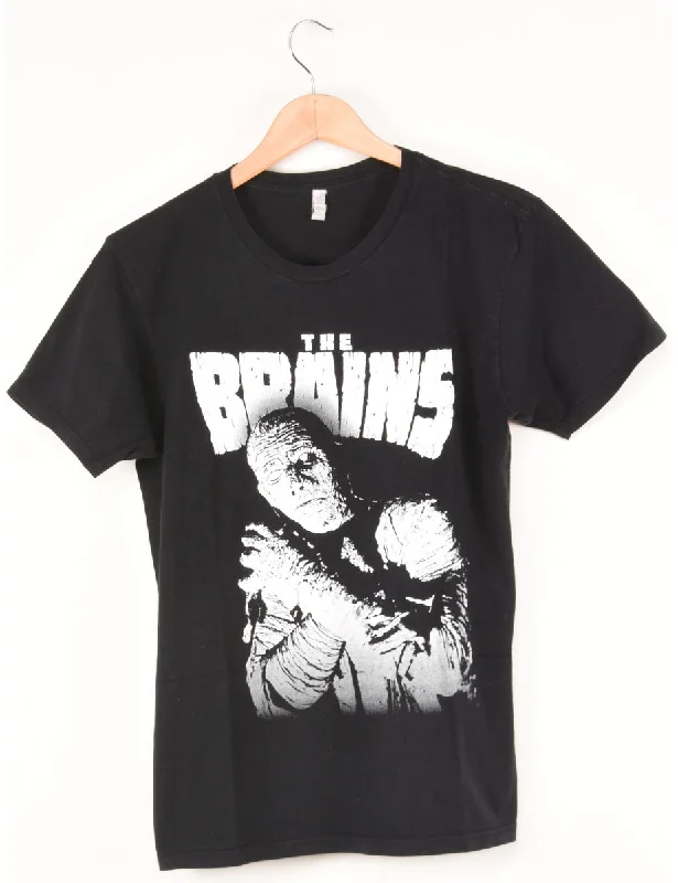 Black The Brains Printed T-shirt - M Earthy Women's Hemp - based