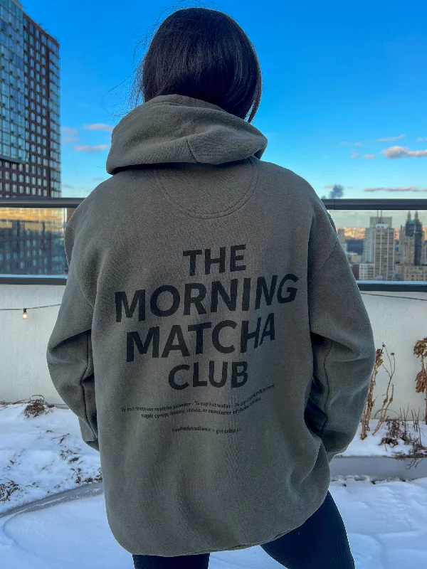 Healthfulradiance: Morning Matcha Club Hoodie Tough Women's Military - inspired