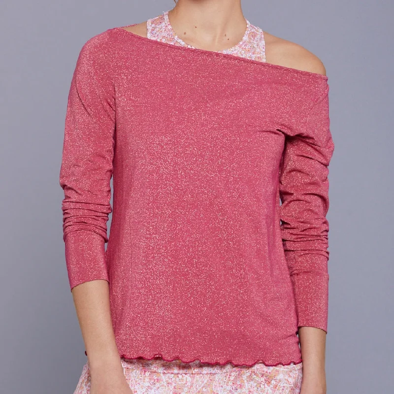 Lush Weave Boatneck Top (red shimmer) Laid - back Women's Style