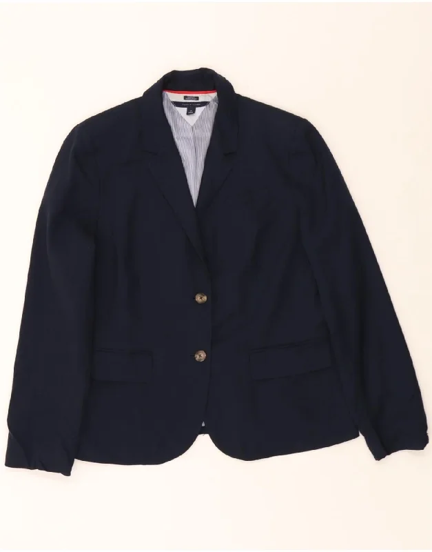 TOMMY HILFIGER Womens 2 Button Blazer Jacket US 14 XL Navy Blue Polyester Sophisticated Women's TOMMY HILFIGER Womens 2 Button Blazer Jacket US 14 XL Navy Blue Polyester Sophisticated Women's