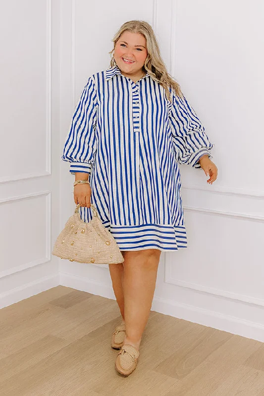 Charleston Charm Stripe Mini Dress in Sapphire Curves