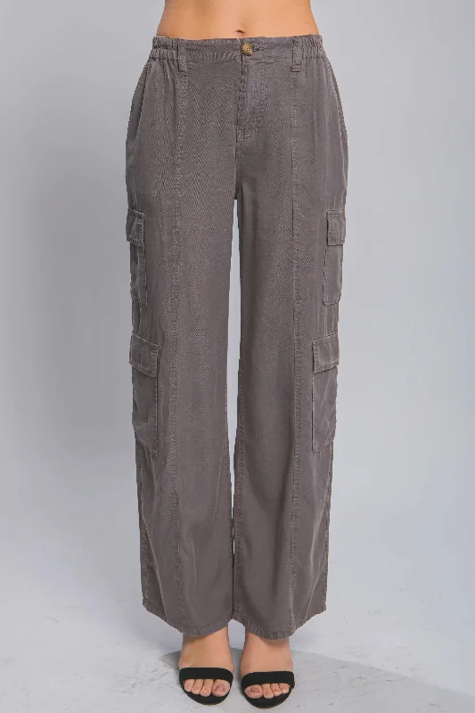 Full-length Tencel Pants With Cargo Pockets Classic Women's Pin - striped