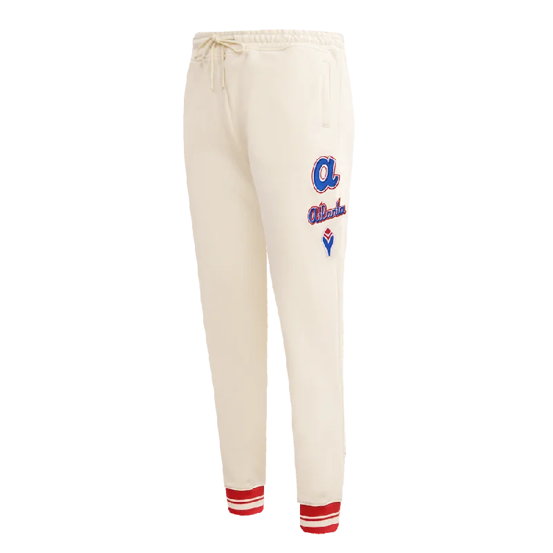 MLB ATLANTA BRAVES RETRO CLASSIC WOMEN'S RIB SWEATPANT (EGGSHELL/ RED)