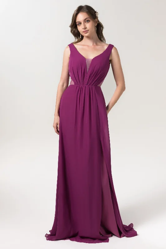 A-Line Floor Length Chiffon Bridesmaid Dress CB0559