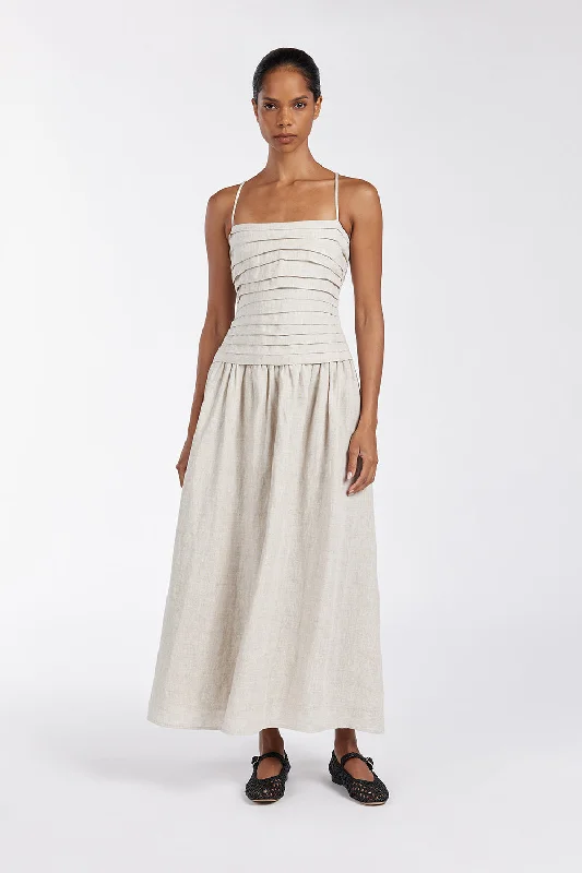 REECE NATURAL LINEN MIDI DRESS Laid - back Women's Vibe