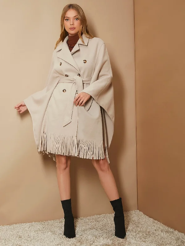 Plain Belted Long Sleeve Lapel Women Overcoat Refined Women's Classic 